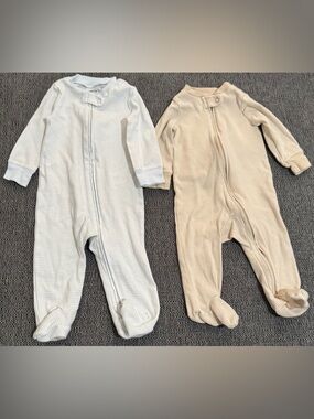Carter's kids Striped Footed One-Piece Set - Light Blue & Beige